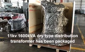 11kV 1600kVA droog type distributietransformator is verpakt